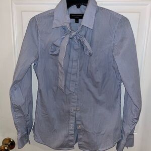 Banana Republic Navy Pinstripe Shirt with Bow